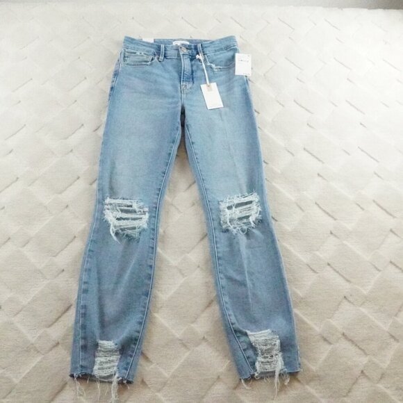 Good American Skinny-ish Fit Jean Womens 26 Distressed Blue Denim - Picture 1 of 11